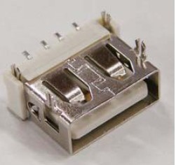90度鱼叉插板-4P端子贴片【USB 2.0母座】 镀镍外壳