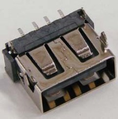 A母90度-4PIN贴片+四脚插板 短体直边USB 母座 2.0