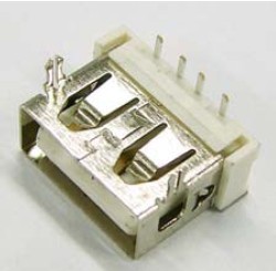 A母USB90度DIP 10.6两脚鱼叉无卷边胶芯反向USB连接器