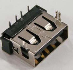 USB A型母座90度DIP 10.6两脚鱼叉无卷边胶芯反向USB连接器