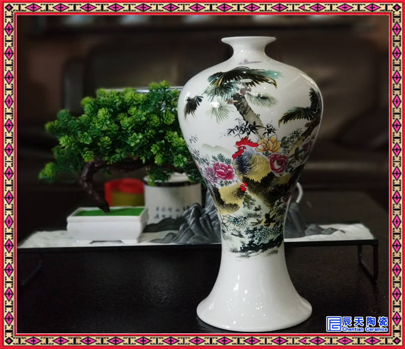 现代桌面装饰品创意工艺品陶瓷花瓶 复古艺术插花摆件