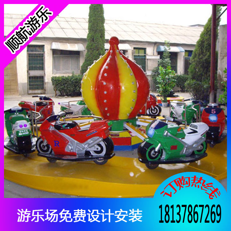 郑州顺航广场游乐儿童摩托竞赛，8臂旋转摩托竞赛