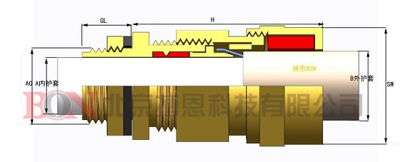 北京搏恩生产供应黄铜防爆格兰头M50