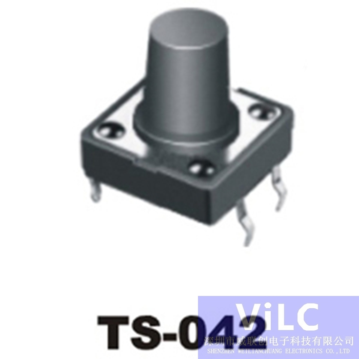 圆柱柄（黑色）TS-042轻触开关-四脚插件按键轻触