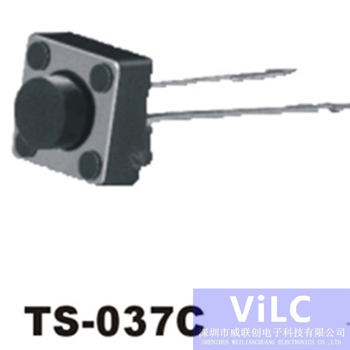 TS-037C 2P加长直插 直按型TS轻触开关