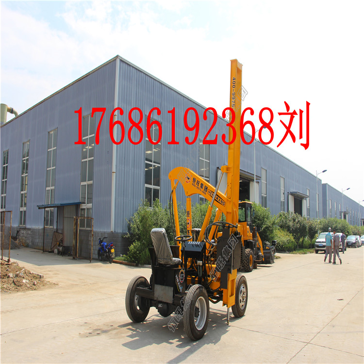 供应小四轮护栏打桩机 公路护栏打拔钻一体机 打桩机价格