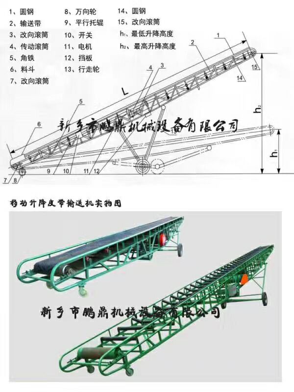 砂石装车用移动式皮带输送机-升降式建筑废料运输机