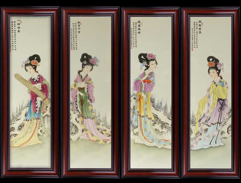 陶瓷壁画四联屏风定制生产厂家