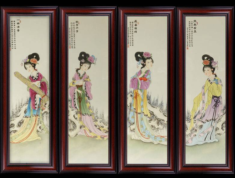 陶瓷瓷板画景德镇陶瓷瓷板画四联瓷板画壁画定制生产厂家