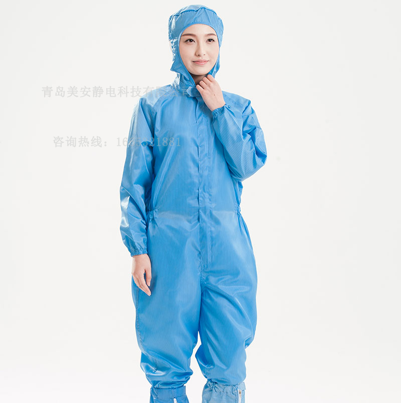 韶关美安静电机械制造连帽防静电连体服订制