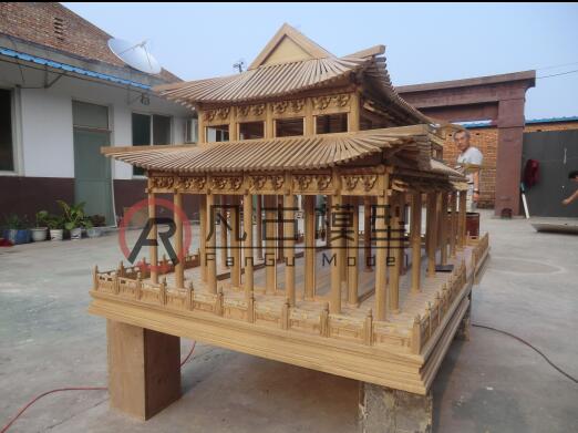 太原中式仿古建筑沙盘，古代人物场景模型