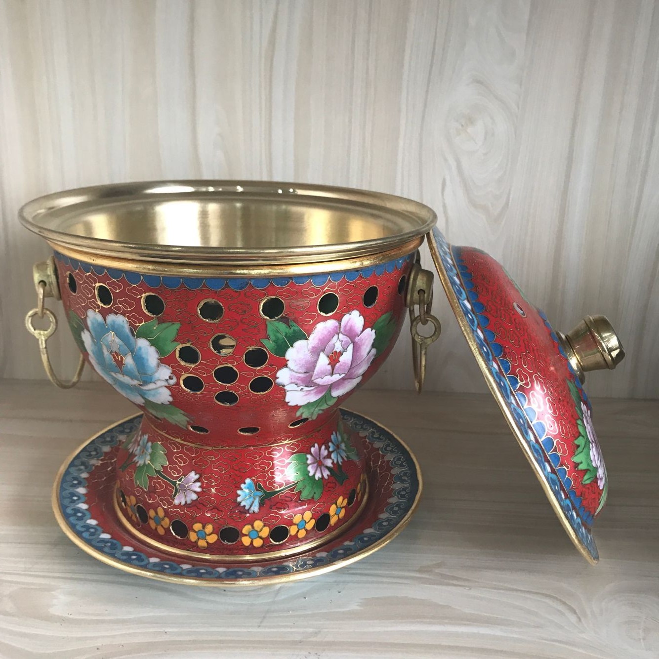 直径18cm 景泰蓝火锅 酒精火锅 景泰蓝酒精火锅 分餐小火锅