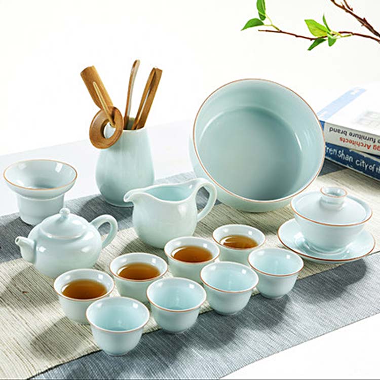 汝窑功夫茶具套装整套简约家用便携旅行茶具套装日式户外旅游茶具