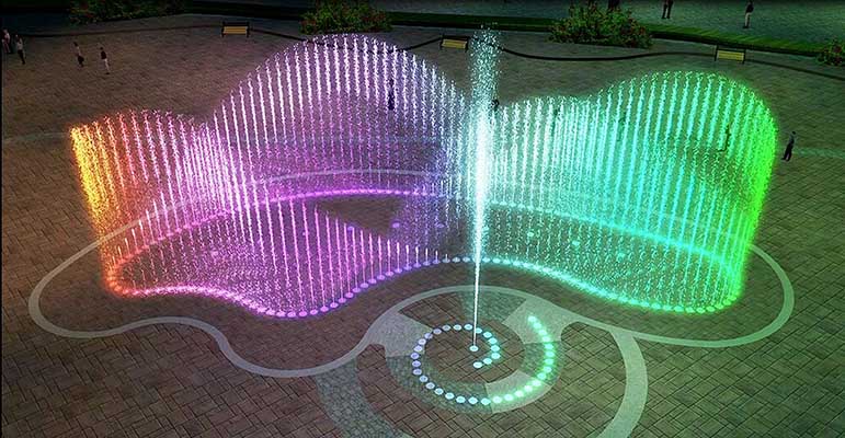 湖南喷泉长沙喷泉设计色彩多姿的音乐喷泉