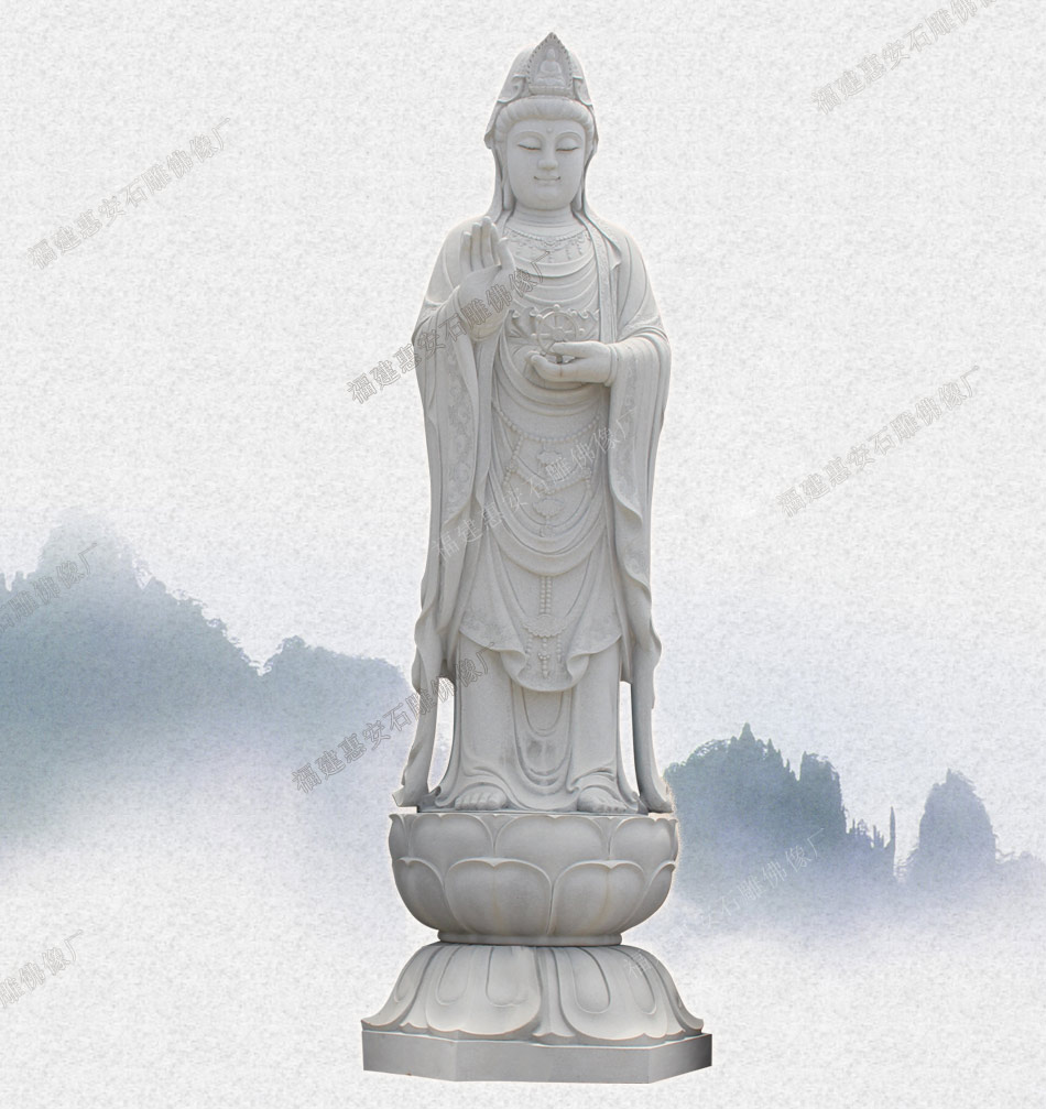 石雕三面观音 地藏王菩萨石雕图片 文殊普贤菩萨石雕
