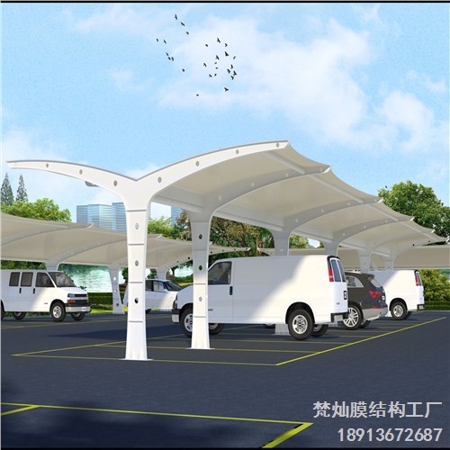 梵灿膜结构提供汽车停车篷设计加工安装汽车停车遮阳车棚膜结构可上门测量