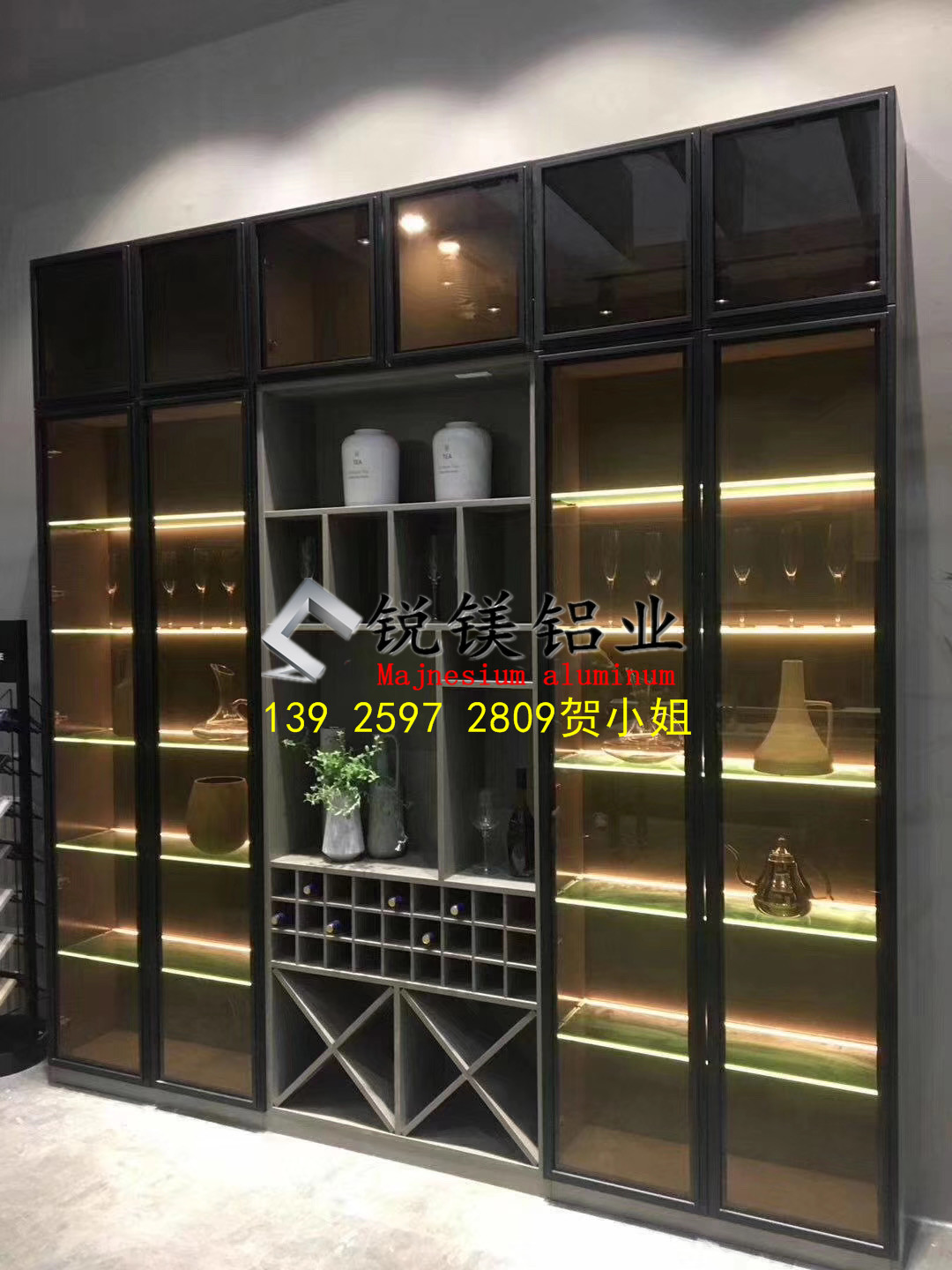 轻奢极简衣柜门型材 20极简铝框玻璃门 铝合金家具门型材