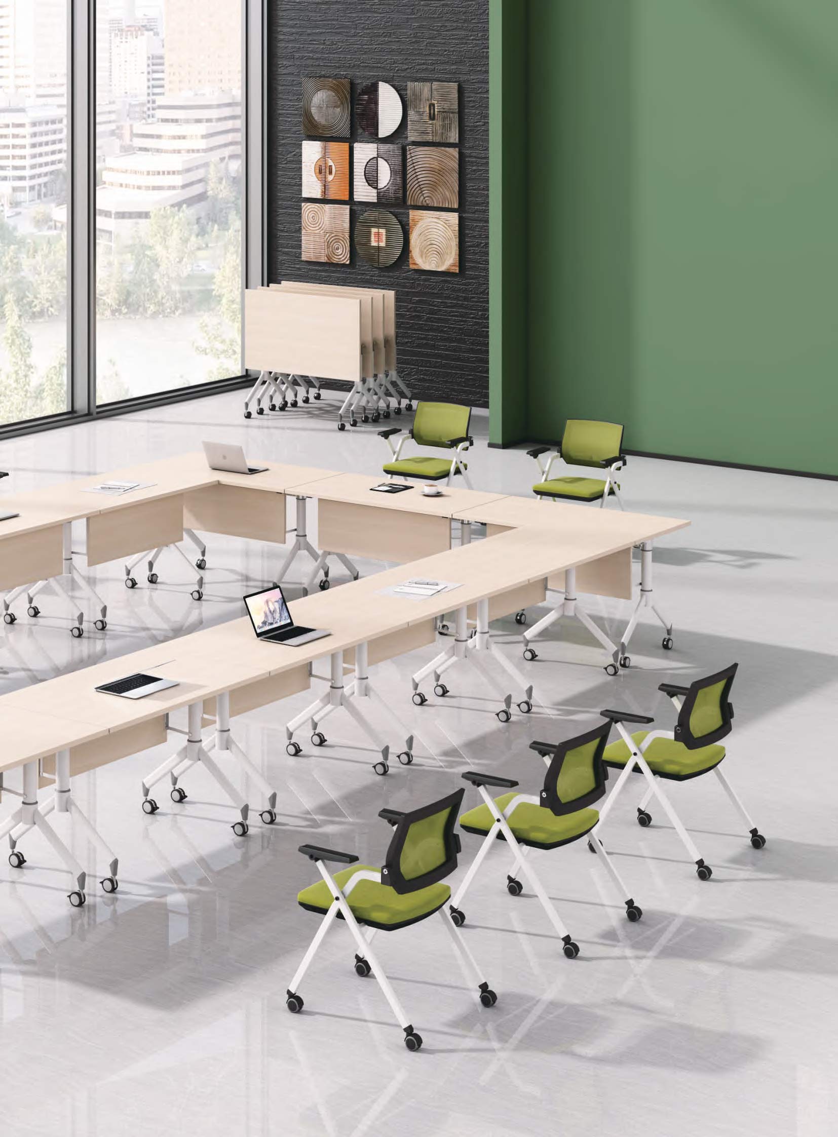 厂家直销可移动折叠培训桌简易长条桌子员工洽淡桌