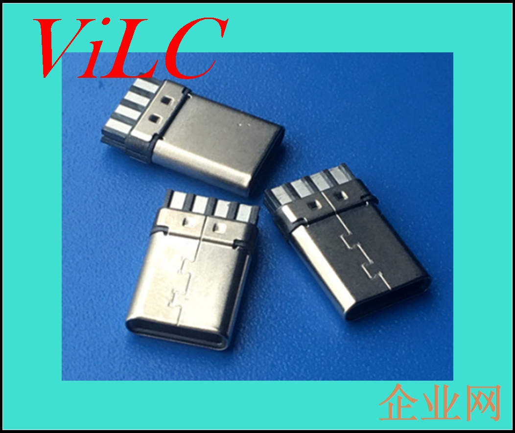 双面焊线TYPE C公头-简易充电款type C插头 铆压USB3.1公座