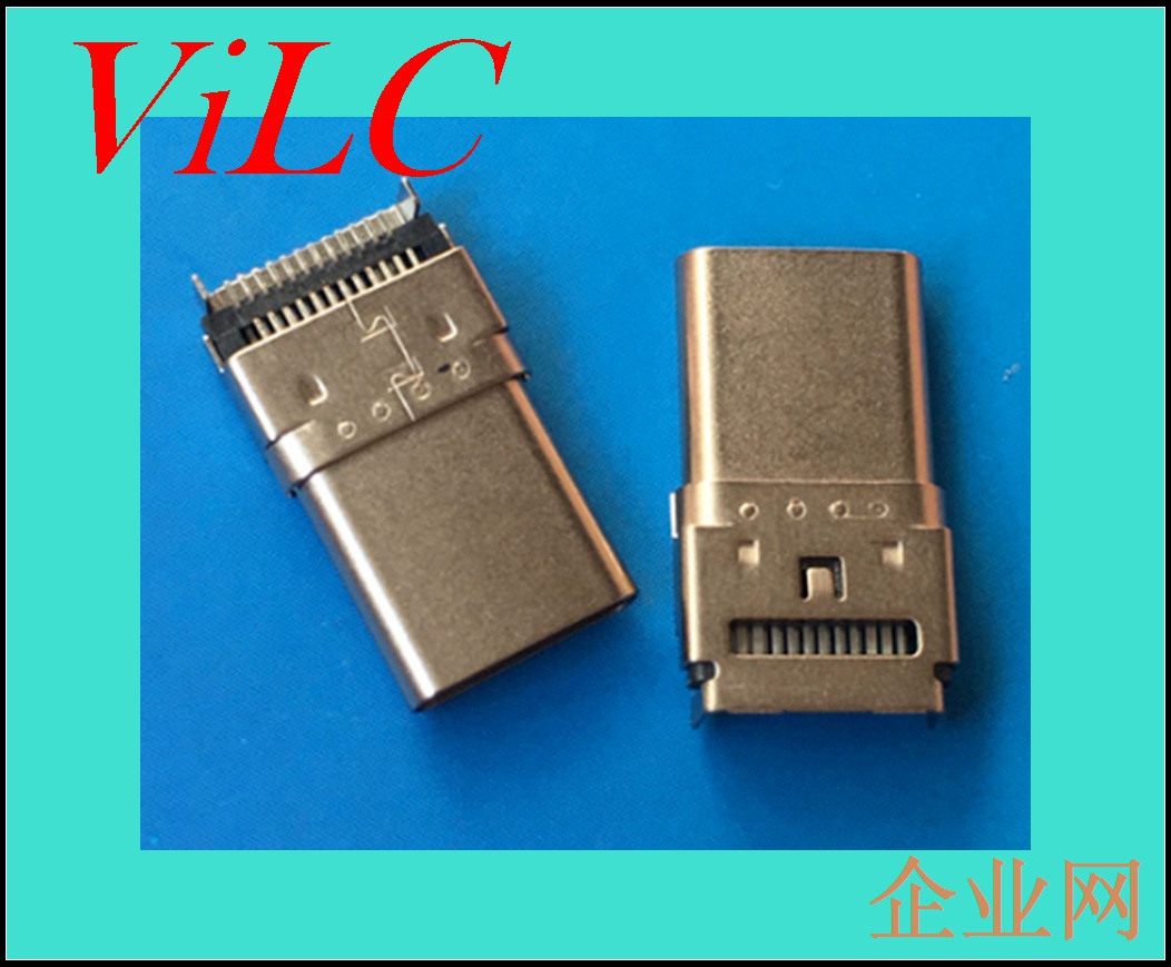 深圳供应24P沉板双贴-TYPE C公头=卧式USB3.1插头-前贴后插