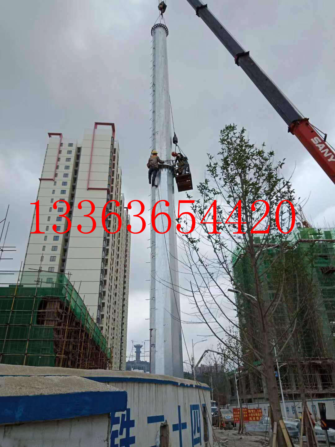 镀锌广告牌钢杆10kv35KV电力电缆钢杆基础打桩工程