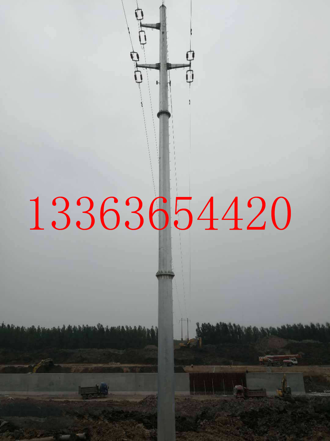 独管塔拉线杆通信架电缆钢杆打桩施工电力高压电线杆