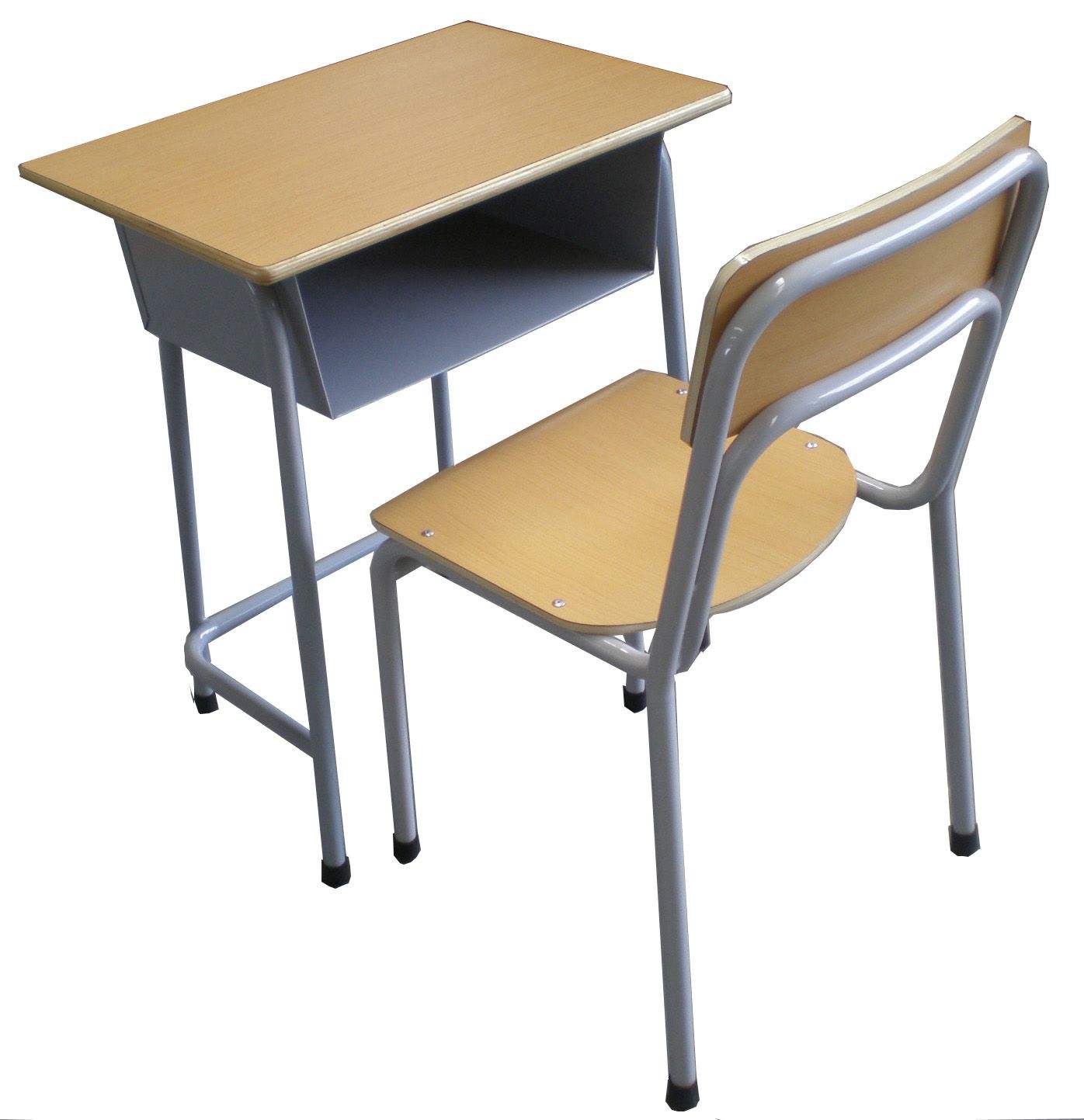 E1级钢木结构可升降单人双人课桌椅