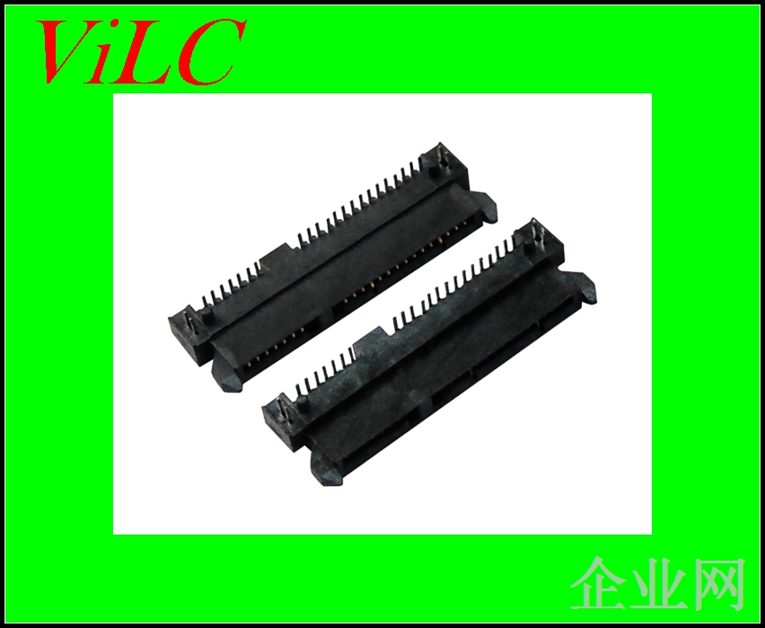 SATA 7+15P母座 加高4.2H-90度二鱼叉二柱插板sata母头