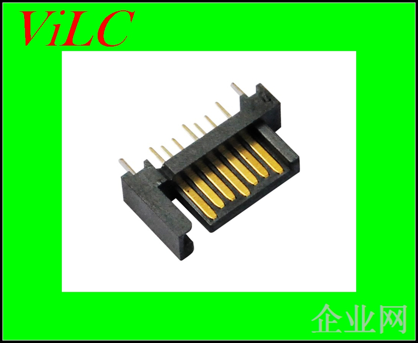 直插型SATA 7P公头-二脚180度DIP-侧边单挡板