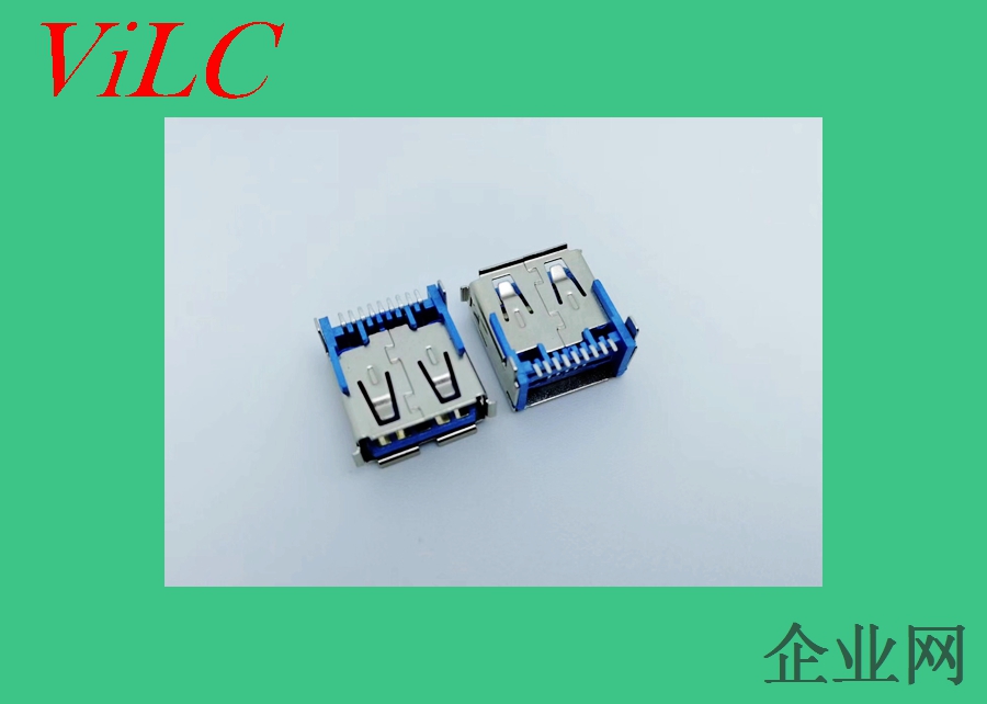 卧式USB3.0母座-9P贴板SMT.方脚DIP插件 卷口 盘装