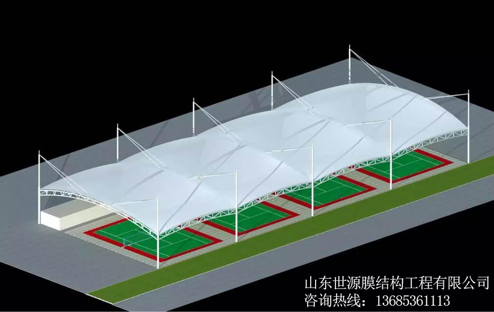 膜结构羽毛球场价格/张拉膜篮球场覆盖厂家