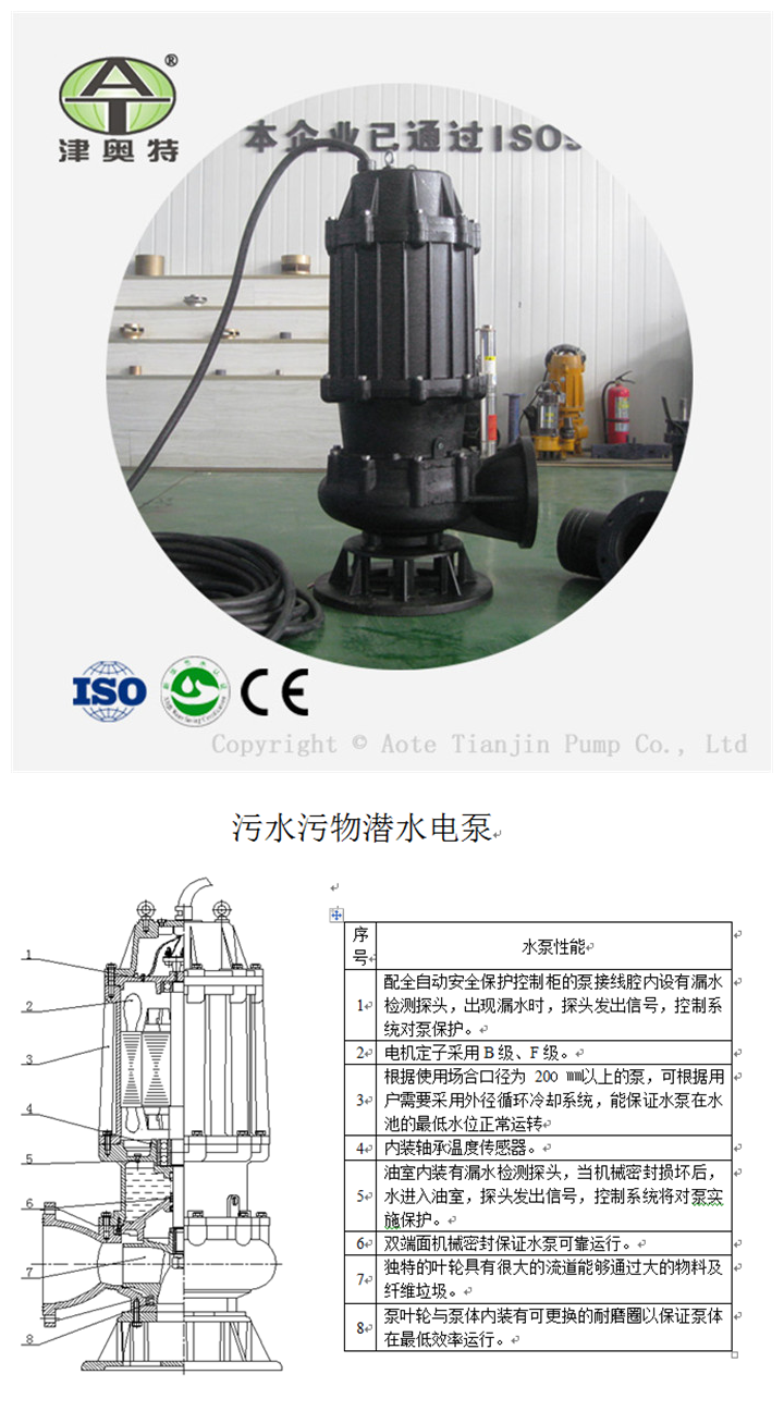  全国的大功率污水泵就在津奥特