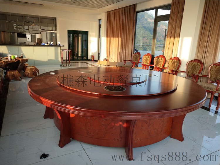 豪华酒店餐桌 实木桌椅 欧式红木电动餐桌 电动火锅桌厂家生产