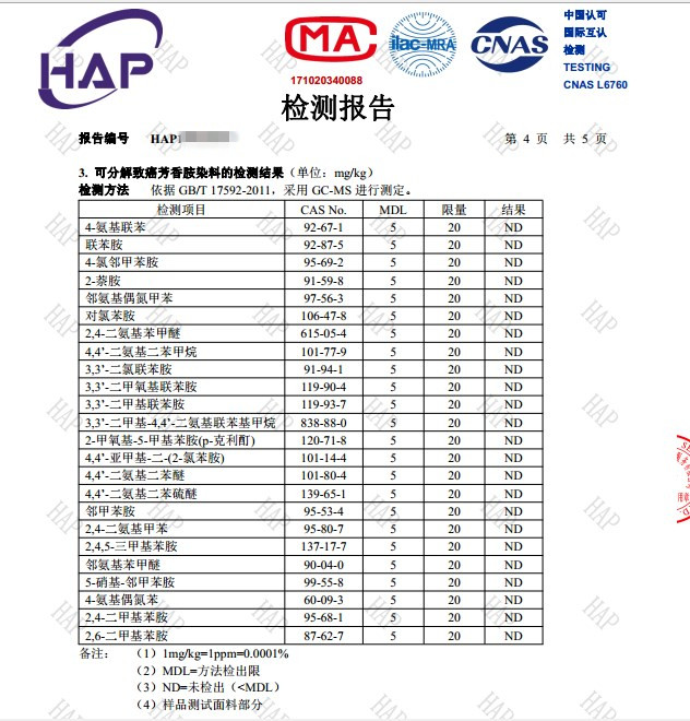 派克服的质检报告  入驻超市用