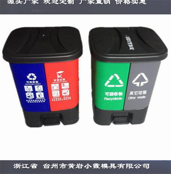 厂家日本40注塑干湿分类垃圾桶模具源头厂家