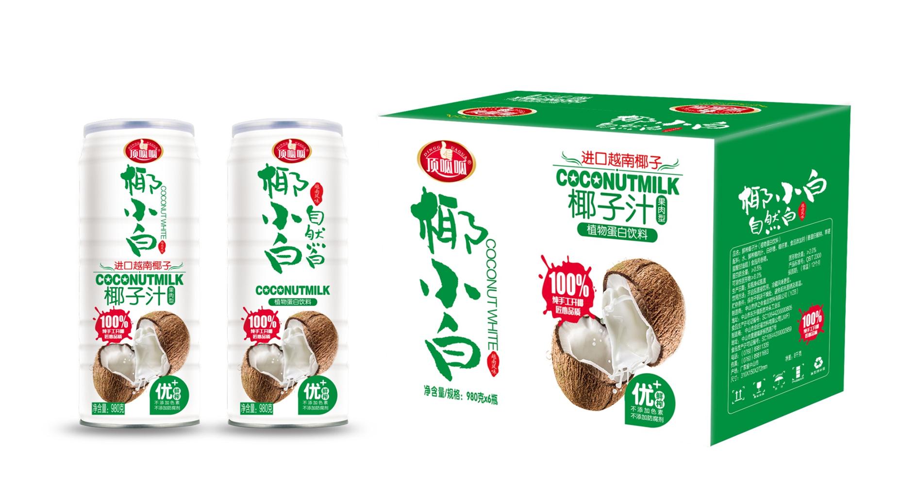 椰子汁饮料贴牌980ML6罐广东中山饮品加工