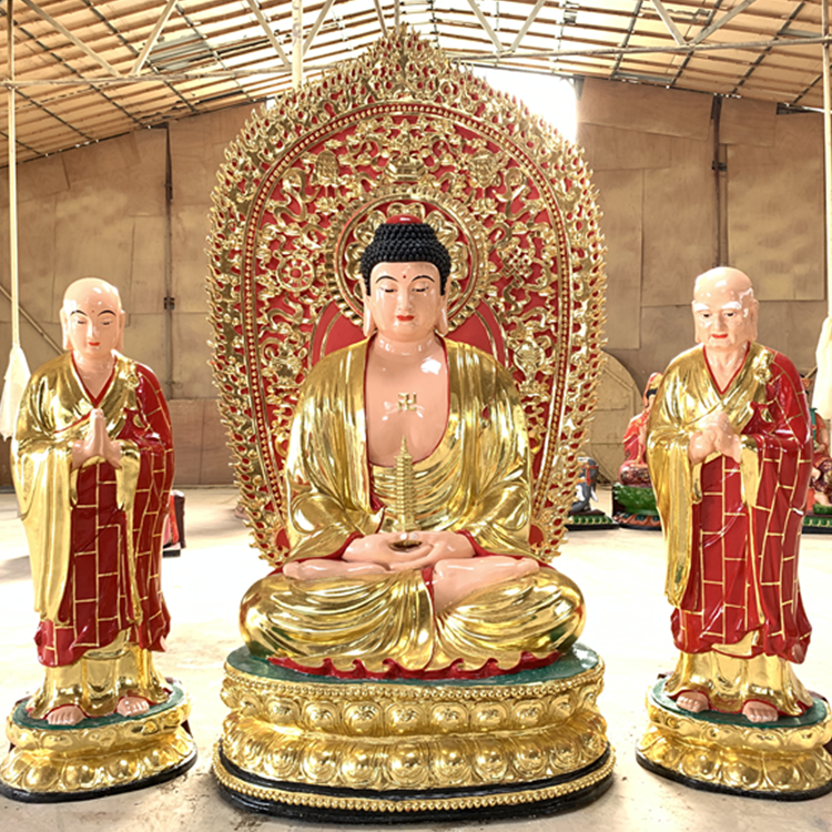 三世佛神像生产厂家 药师佛 雕塑玻璃钢 如来佛祖神像
