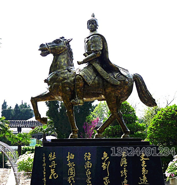 卞元亨将军骑马打老虎雕塑 古代人物摆件介绍