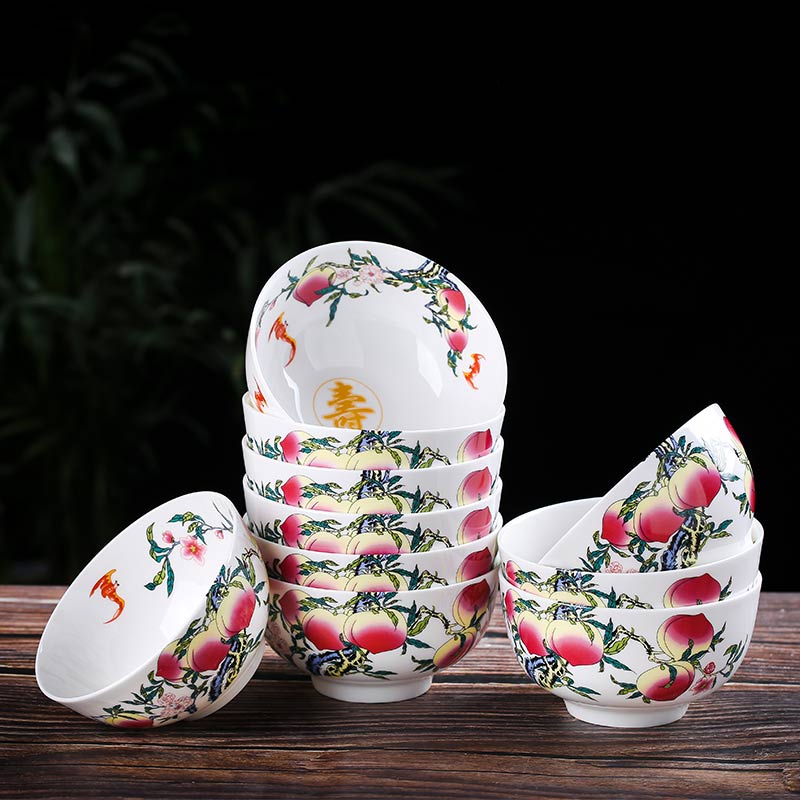 景德鎮陶瓷壽碗廠家定做老人壽誕禮品壽碗套裝印字