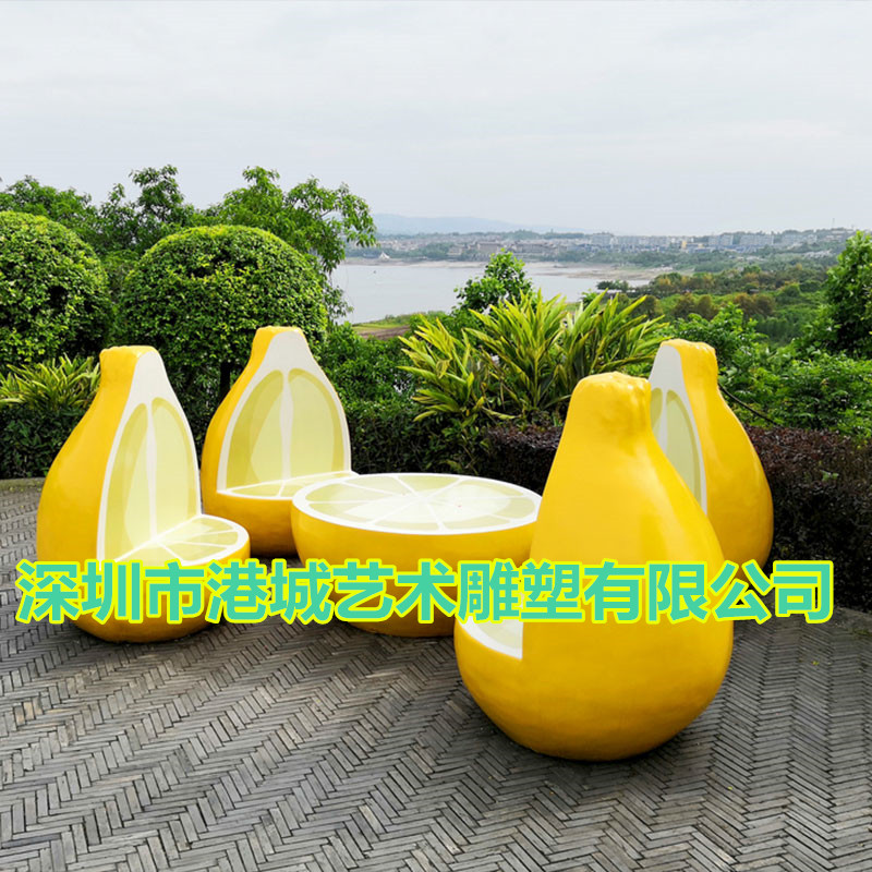 园林基地装饰玻璃钢柚子休闲椅雕塑定制零售报价厂家