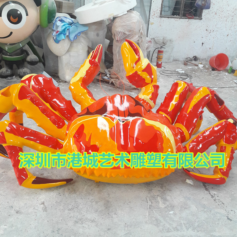 招牌海鲜类玻璃钢螃蟹雕塑定制厂家