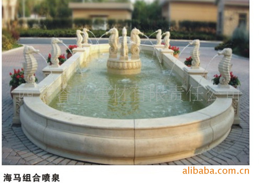 西安雕塑厂供应砂岩喷泉 石材喷泉 玻璃钢喷泉