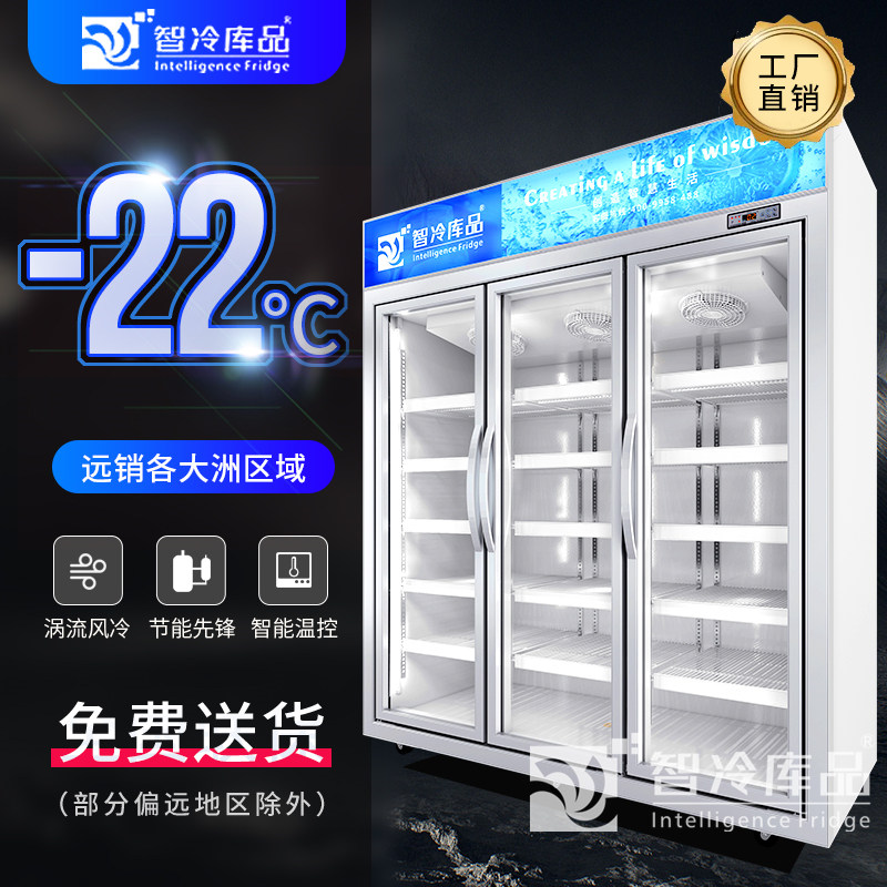 智冷库品工厂直销零下22度风冷速冻海鲜低温展示柜