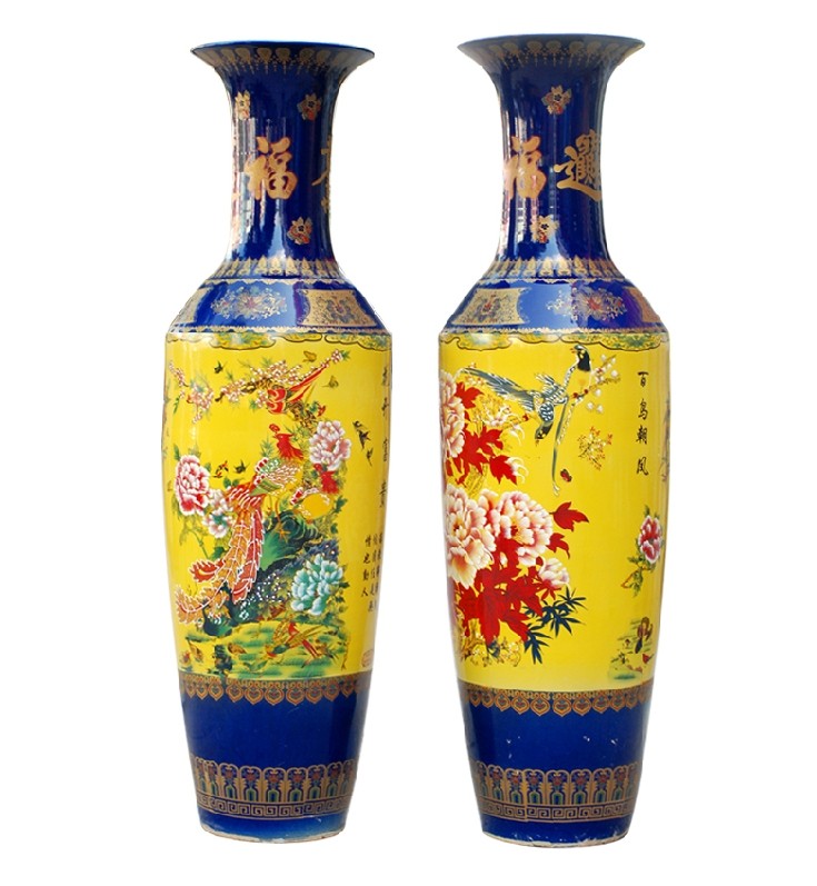 手工浅雕陶瓷花瓶摆件 喜庆礼品红釉大花瓶