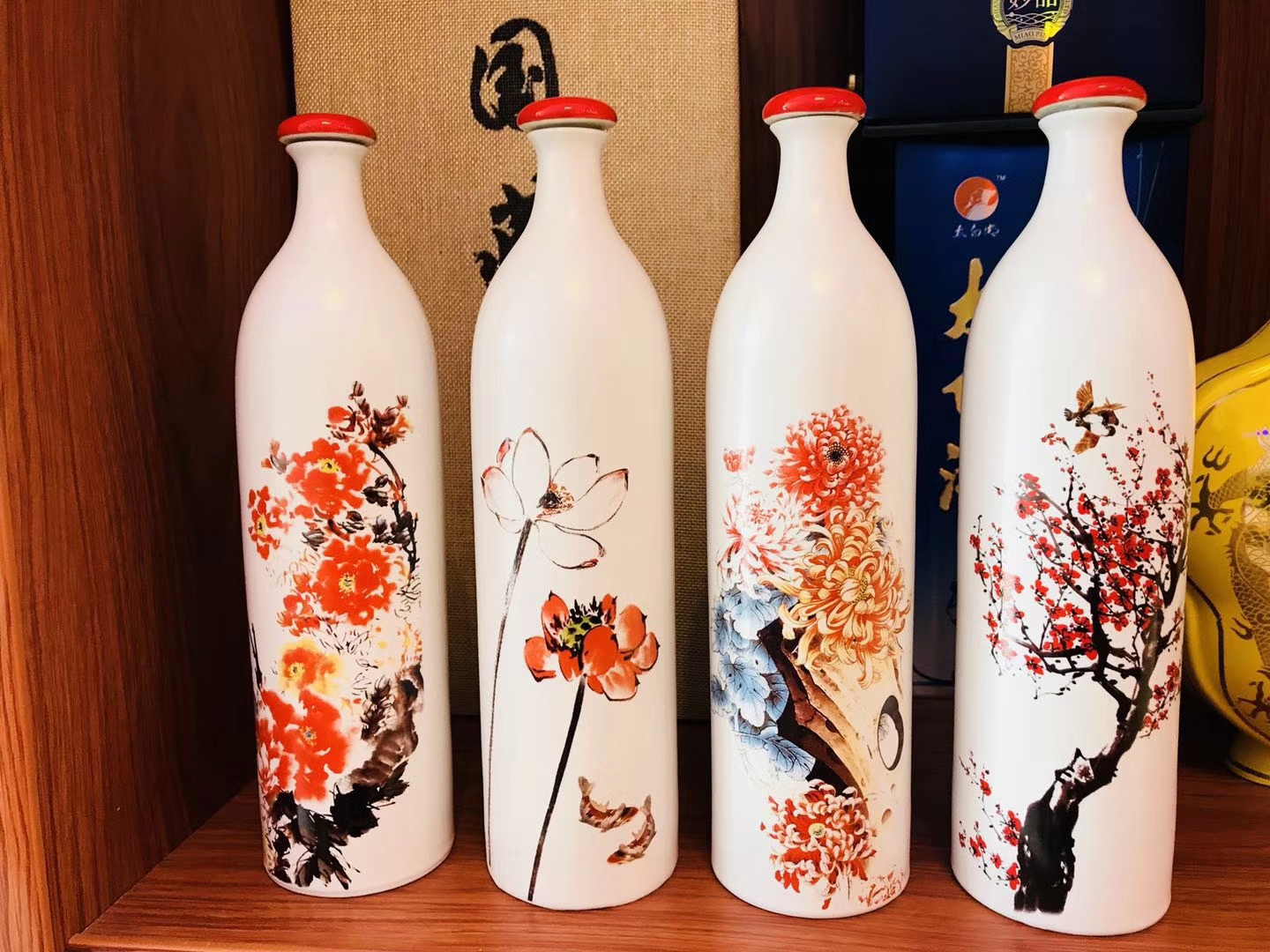 青花陶瓷创意酒瓶 一斤装四大美女酒瓶