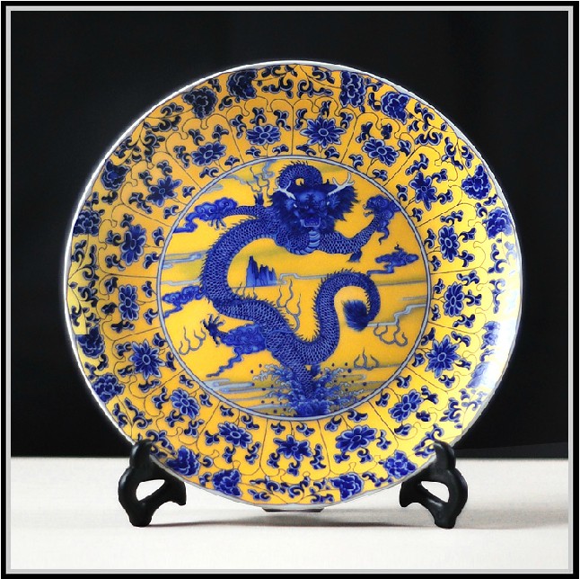 中国红釉陶瓷纪念盘 商务礼品陶瓷摆盘