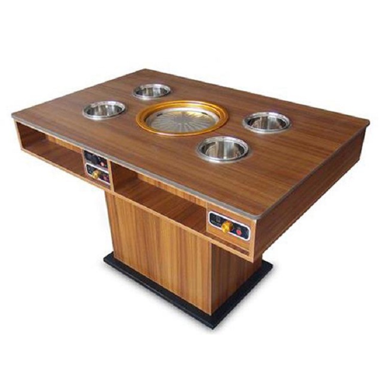 中式实木火锅桌定做，电磁炉火锅台，火锅店桌椅