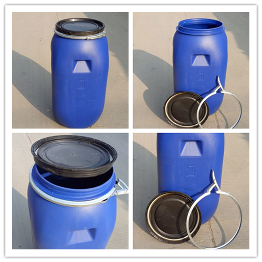 全新料蓝色塑料桶-100kg抱箍圆口桶-100l包装化工桶
