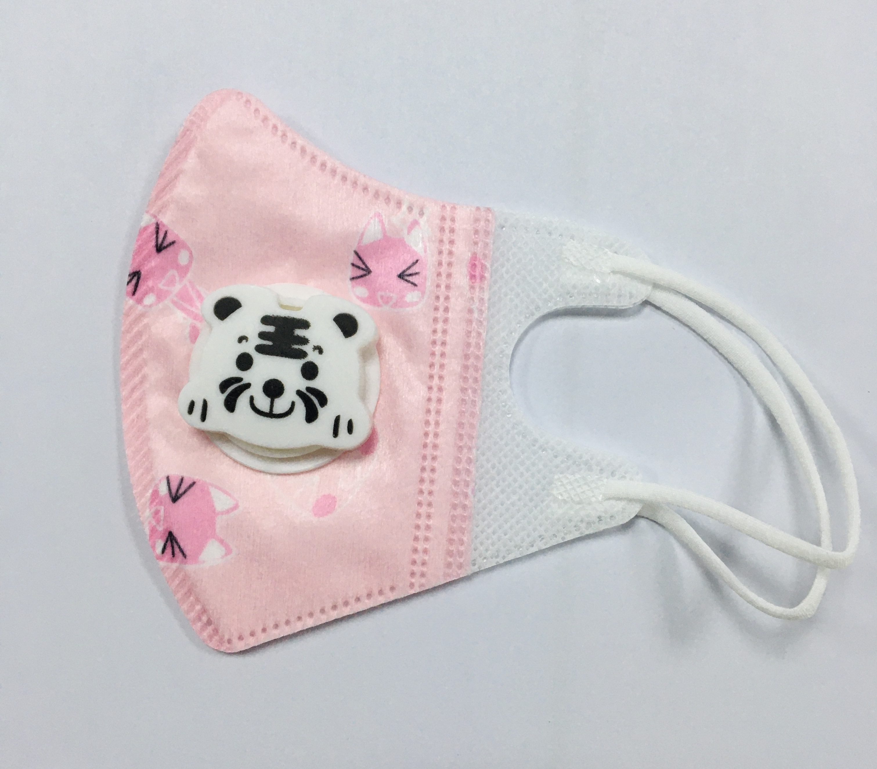 KN95儿童口罩带呼吸阀防尘防护 粉色狐狸图案