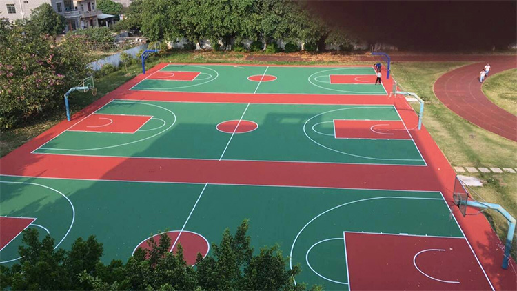 惠州市惠城区丙烯酸硅PU标准尺寸篮球场涂料层划线施工